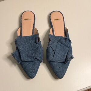 J. Crew Blue Denim Bow Mules